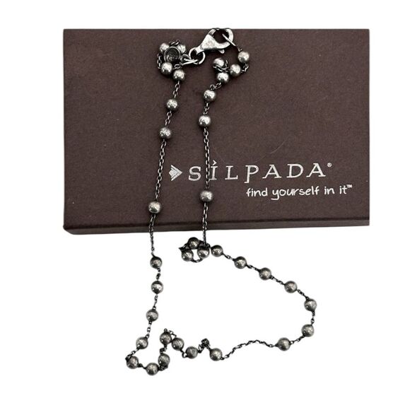 Silpada RETIRED Sterling Silver small satin beads Rosary Chain Necklace 17” long - Picture 10 of 12